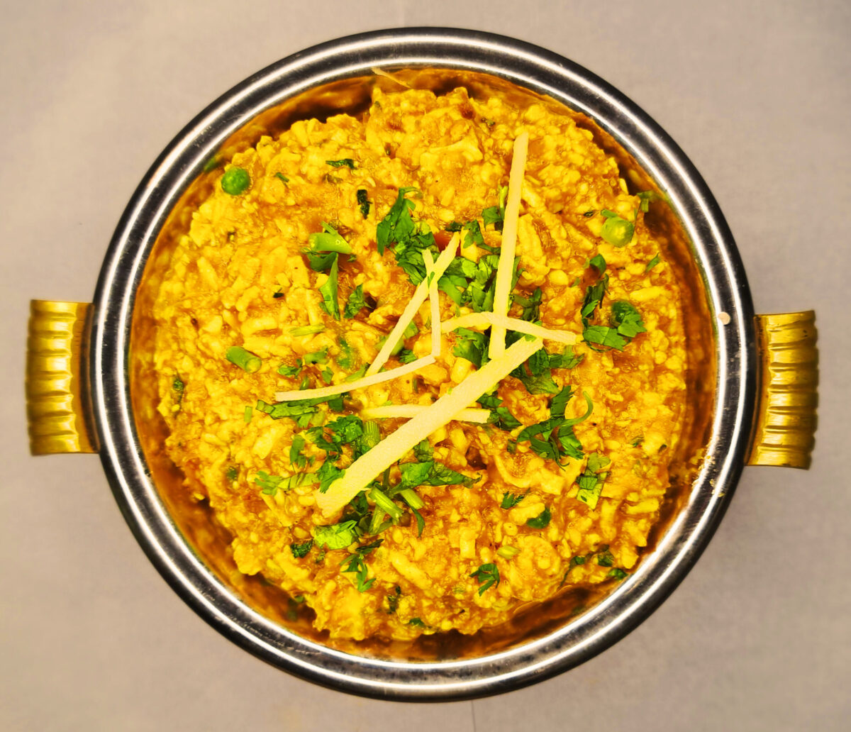 Paneer bhurji in a elegant Indian bowl