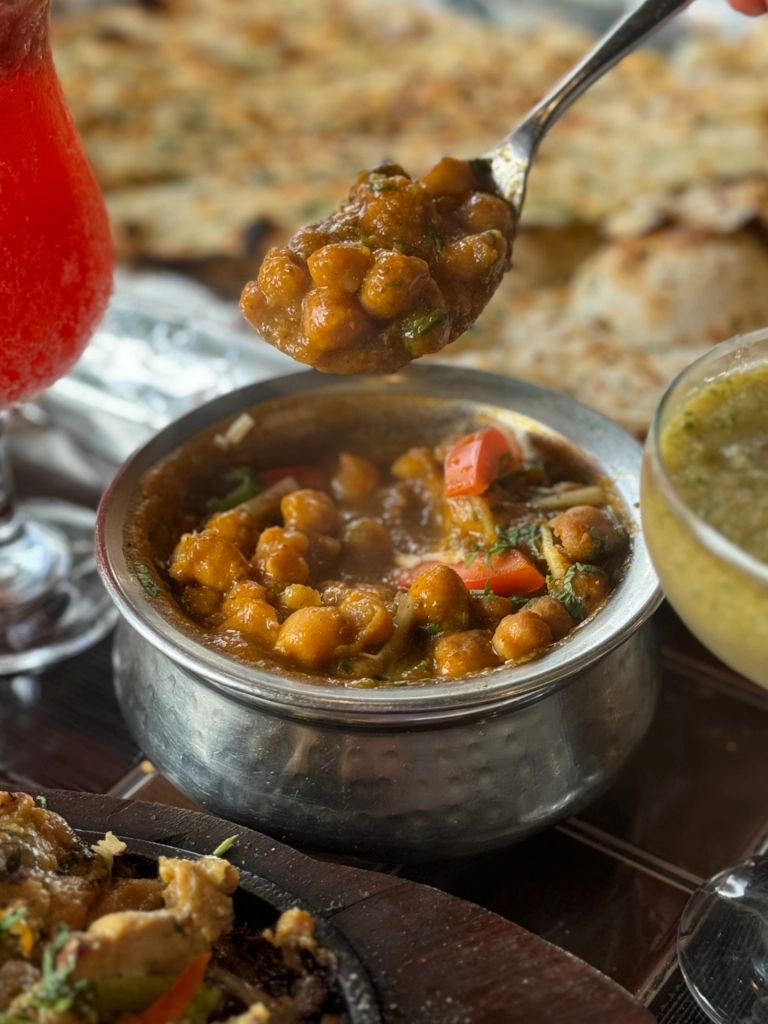 Spiced chickpea channa masala curry at Hariyali Express Indian cuisine