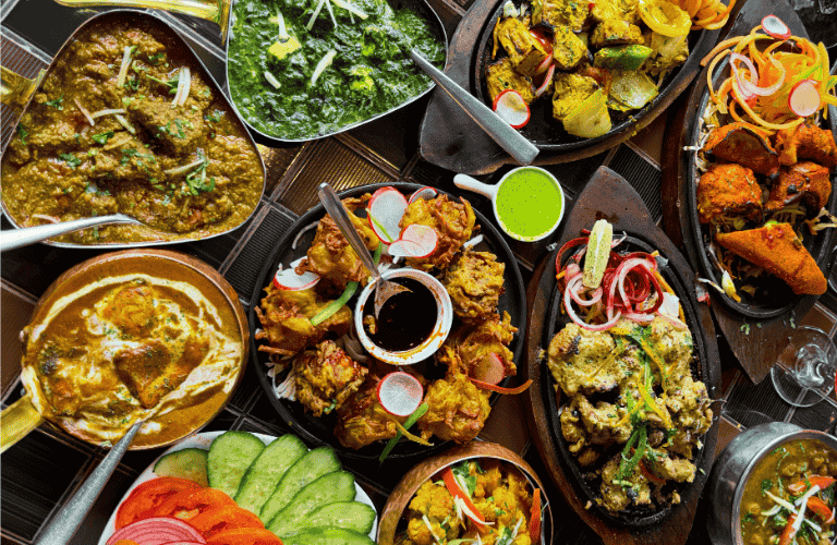 Hariyali Indian Food Spread Menu Page